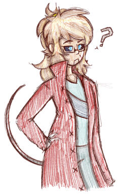 OC, half body sketch with colouring and shading.