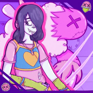 Half body with scene elements Half body with scene elements